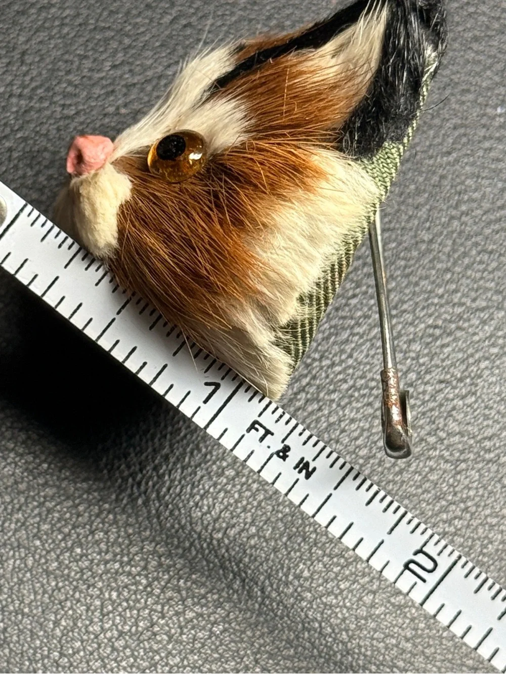Vintage 1970s 3D Cat Head Pin Brooch Hand Made 2